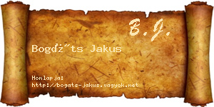 Bogáts Jakus névjegykártya